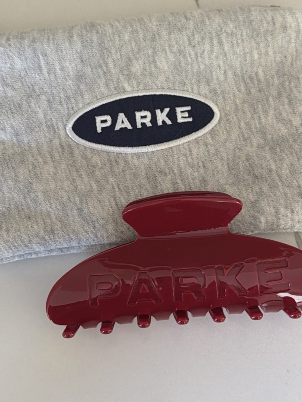 NEW PARKE Claw Clip and Zipper Pouch in Crimson
